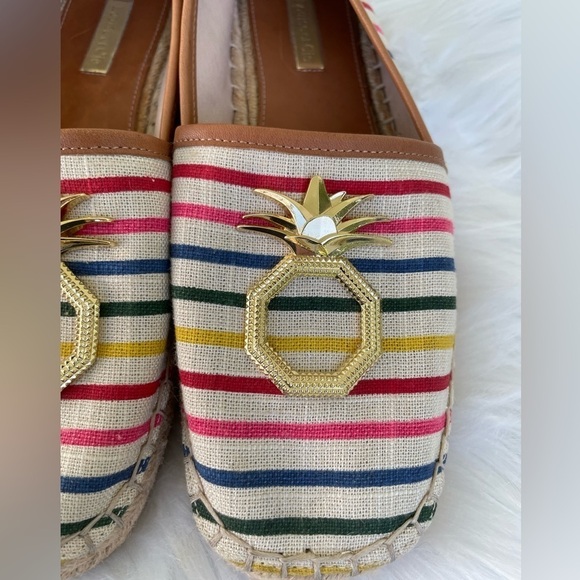 Louise et Cie striped flat espadrilles with gold pineapple - size 7.5 - Picture 7 of 13